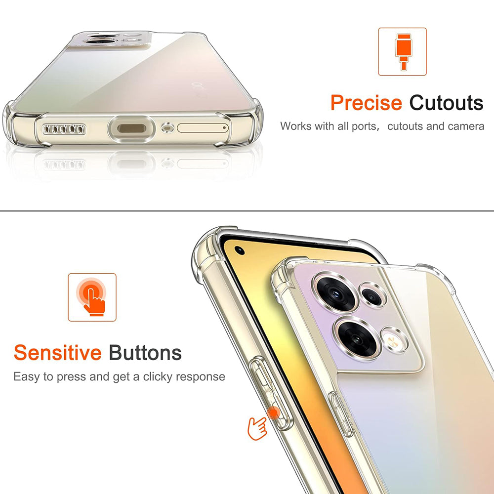 Custodia per Oppo Reno8, Techsuit, Shockproof Clear, Trasparente