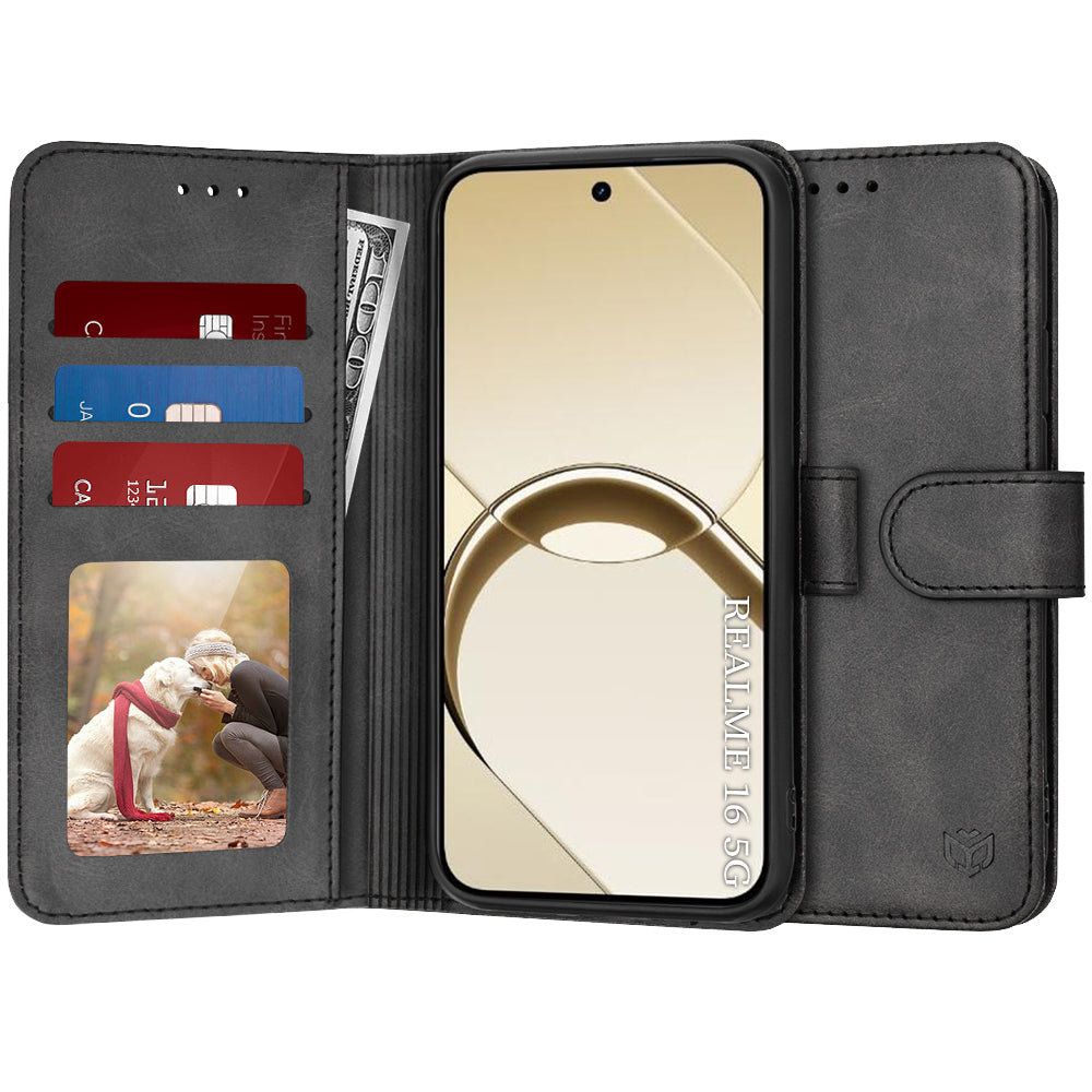Custodia per Realme 16, Techsuit, Diary Book, Nera