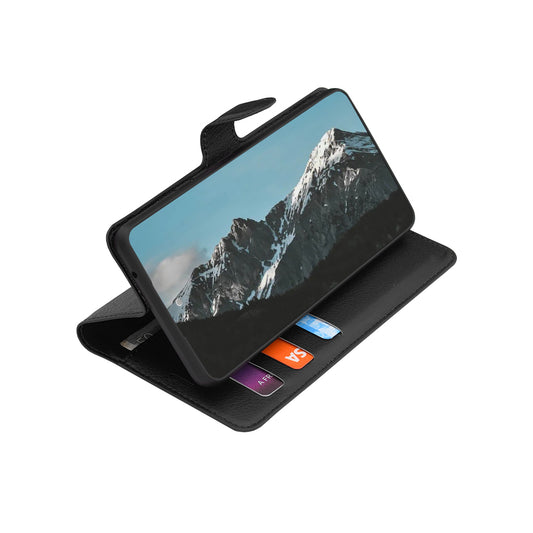 Custodia per Realme 16, Techsuit, Leather Folio, Nera