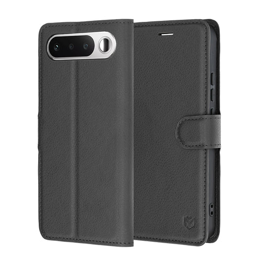 Case for Realme 16, Techsuit, Leather Folio, Black
