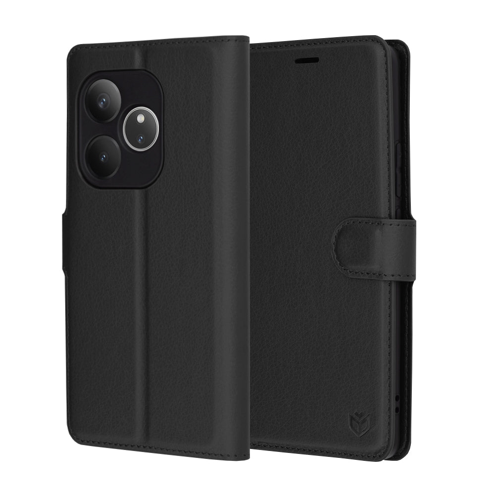 Custodia per Realme GT 6T / GT 6, Techsuit, Leather Folio, Nera