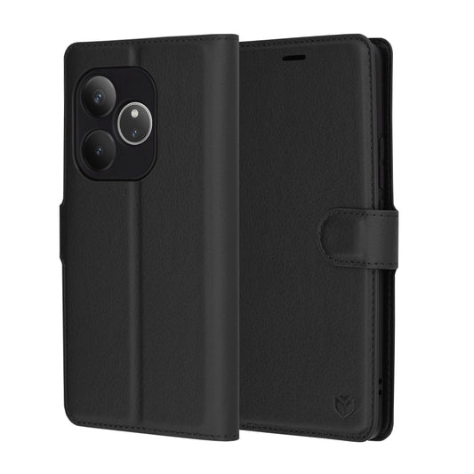 Custodia per Realme GT 6T / GT 6, Techsuit, Leather Folio, Nera