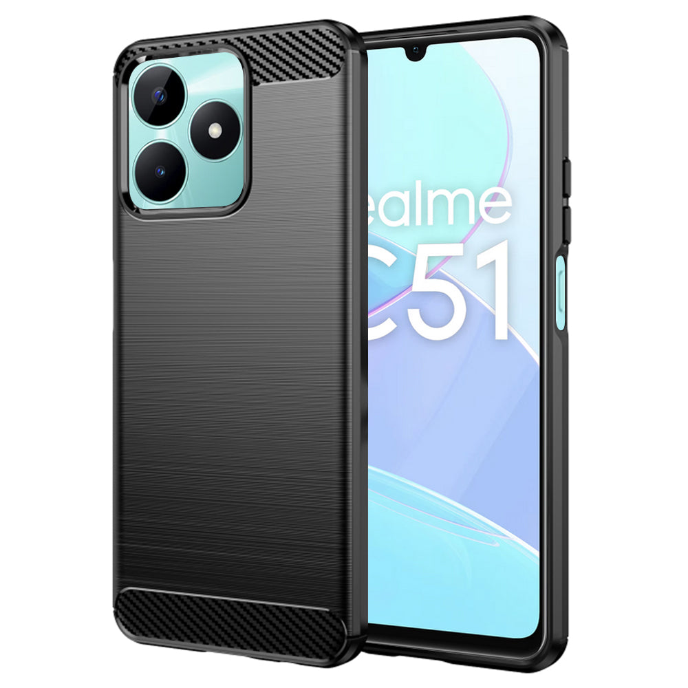 Custodia per Realme Note 50 / C51, Techsuit, Carbonio, Nera