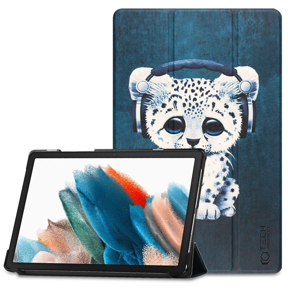 Custodia per Samsung Galaxy Tab A8 10.5 (2021), Tech-Protect, SmartCase Sad Cat, Multicolore