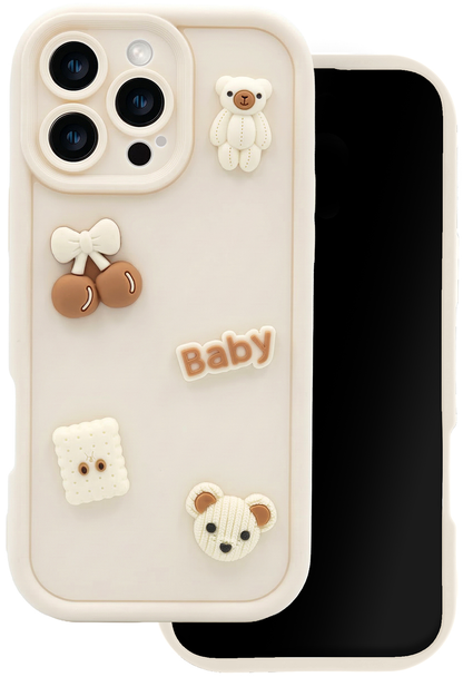 Custodia per Samsung Galaxy A37 5G, OEM, Ultra Trendy 3D Bear, Beige