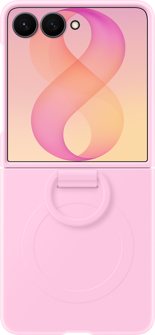 Custodia per Samsung Galaxy Z Flip8 F776, Silicone Ring Magnet, Rosa EF-EF776CVEGWW