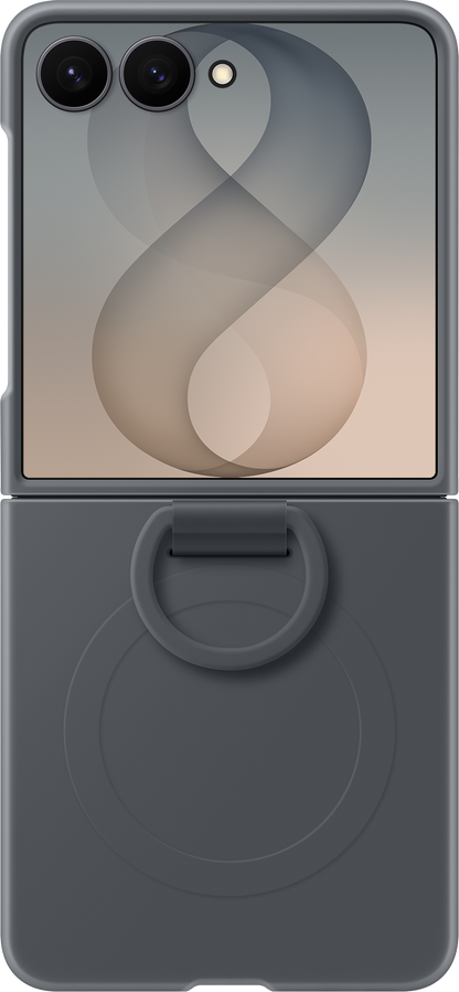 Custodia per Samsung Galaxy Z Flip8 F776, Silicone Ring Magnet, Nera EF-EF776CBEGWW
