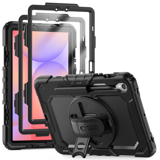 Custodia per Samsung Galaxy Tab S10 Lite / Tab S10 FE / Tab S9 FE / Tab S9, Tech-Protect, Solid360, Nera