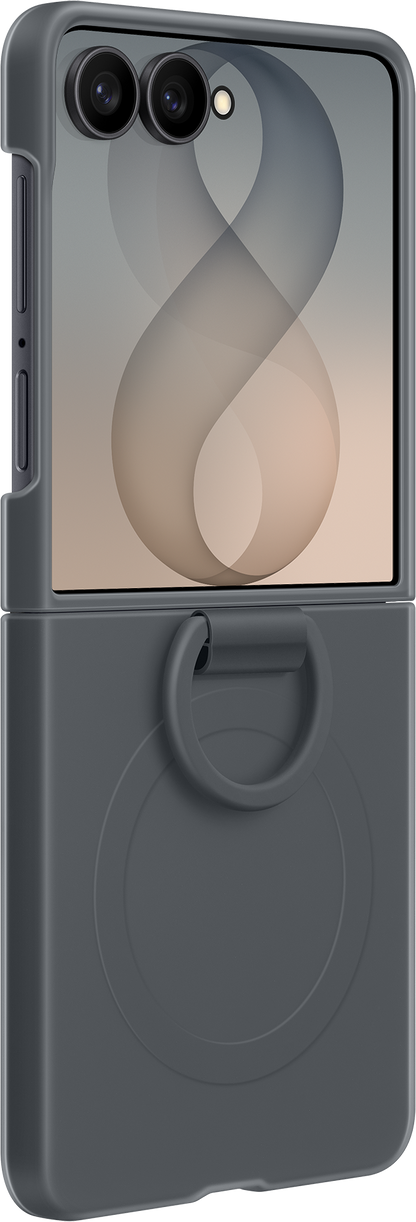 Custodia per Samsung Galaxy Z Flip8 F776, Silicone Ring Magnet, Nera EF-EF776CBEGWW