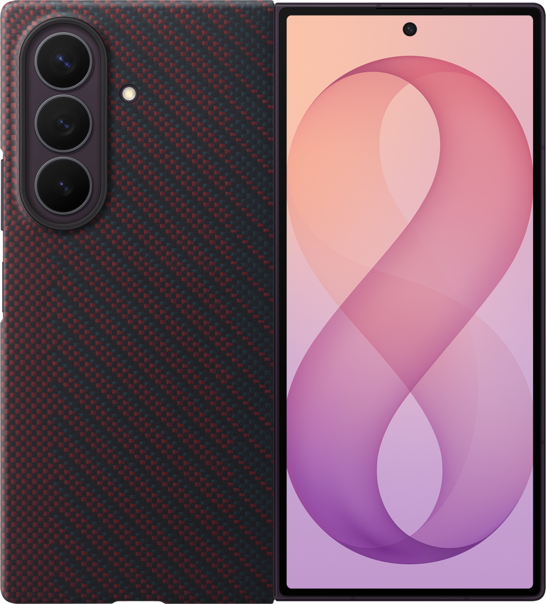 Custodia per Samsung Galaxy Z Fold8 Ultra F976, Carbon Magnet Case, Rossa EF-KF976SREGWW