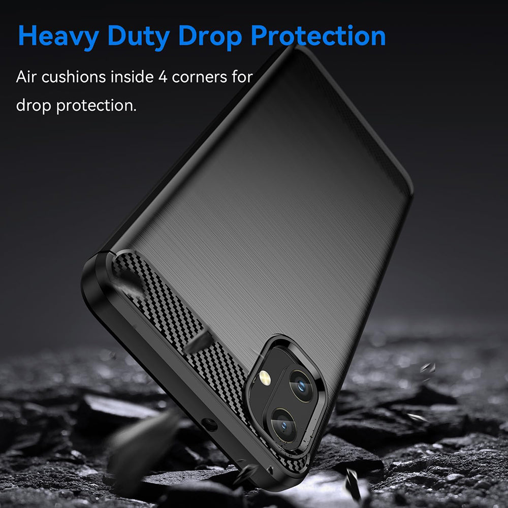 Custodia per Samsung Galaxy A05 A055, Techsuit, Carbonio, Nera