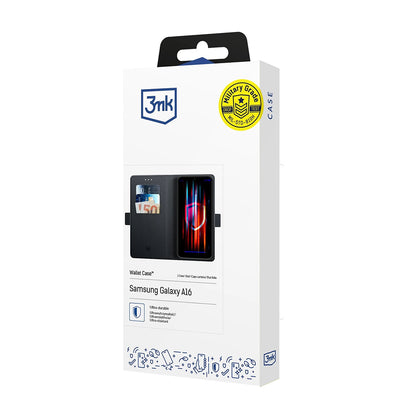 Custodia per Samsung Galaxy A16 5G A166 / A16 4G A165, 3MK, Wallet, Nera