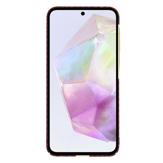 Custodia per Samsung Galaxy A35 5G A356, Techsuit, Carbonite FiberShell, Rossa