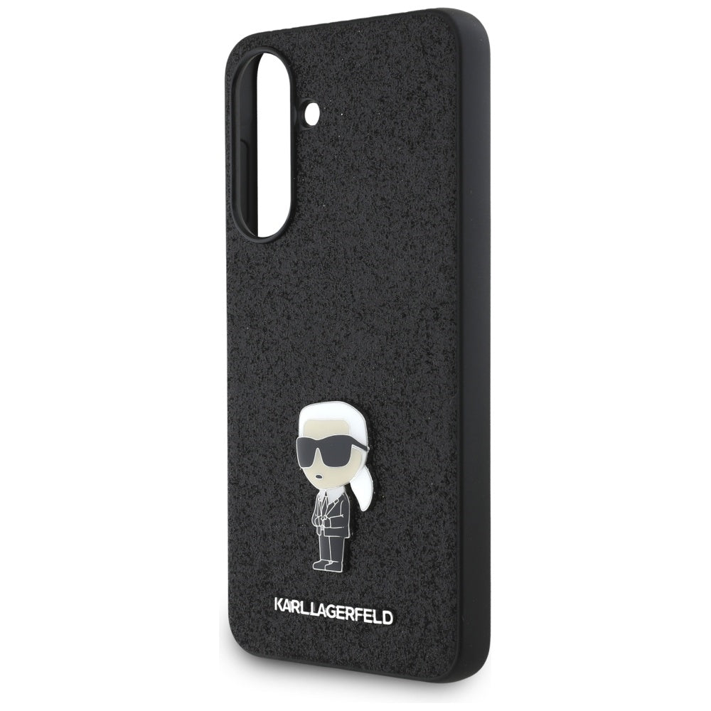 Custodia per Samsung Galaxy A36 A366, Karl Lagerfeld, Glitter Fixed Ikonik Karl, Nera