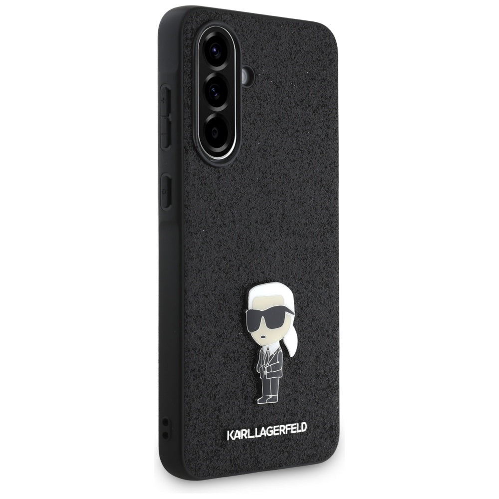 Custodia per Samsung Galaxy A36 A366, Karl Lagerfeld, Glitter Fixed Ikonik Karl, Nera