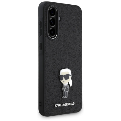 Custodia per Samsung Galaxy A36 A366, Karl Lagerfeld, Glitter Fixed Ikonik Karl, Nera