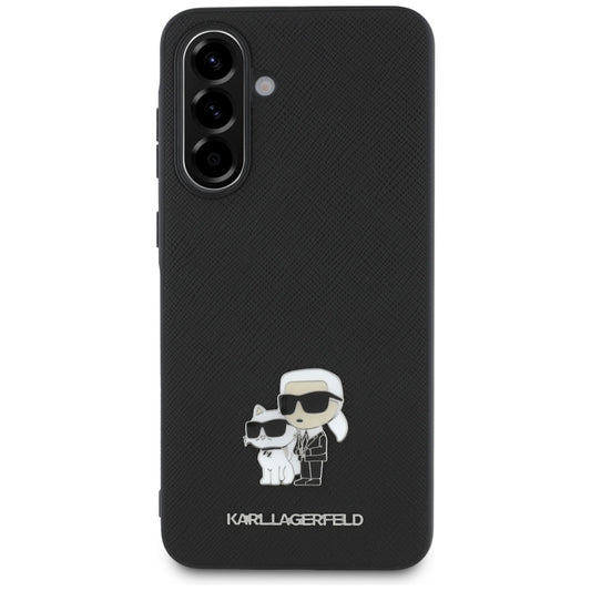 Custodia per Samsung Galaxy A36 A366, Karl Lagerfeld, Saffiano Karl & Choupette Metal, Nera