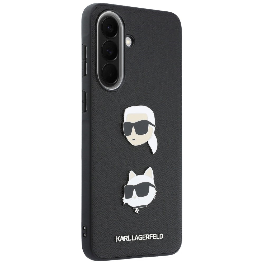 Custodia per Samsung Galaxy A37 5G, Karl Lagerfeld, Spille con teste di Karl e Choupette e logo, Nera