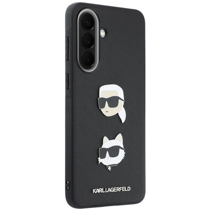 Custodia per Samsung Galaxy A37 5G, Karl Lagerfeld, Spille con teste di Karl e Choupette e logo, Nera