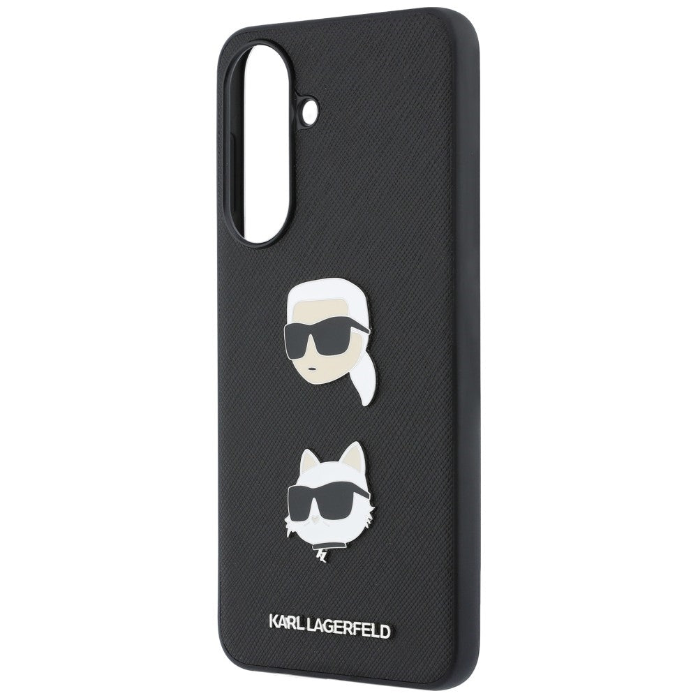 Custodia per Samsung Galaxy A37 5G, Karl Lagerfeld, Spille con teste di Karl e Choupette e logo, Nera