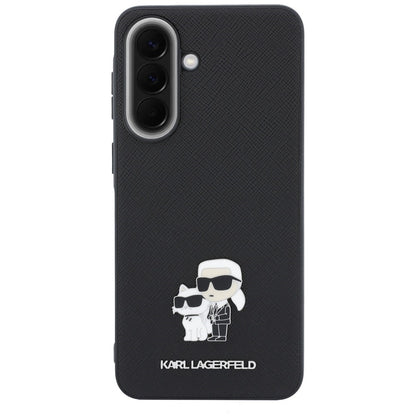 Custodia per Samsung Galaxy A37 5G, Karl Lagerfeld, Saffiano Karl & Choupette Metal, Nera