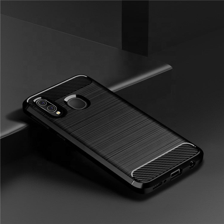 Custodia per Samsung Galaxy A40 A405, Techsuit, Carbonio, Nera