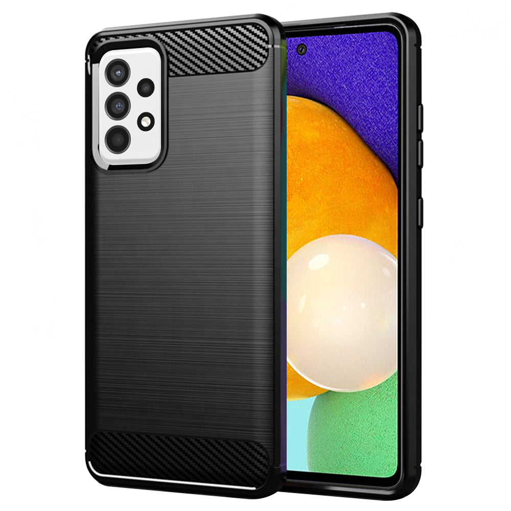 Custodia per Samsung Galaxy A52s 5G A528 / A52 5G A526 / A52 A525, Techsuit, Carbonio, Nera