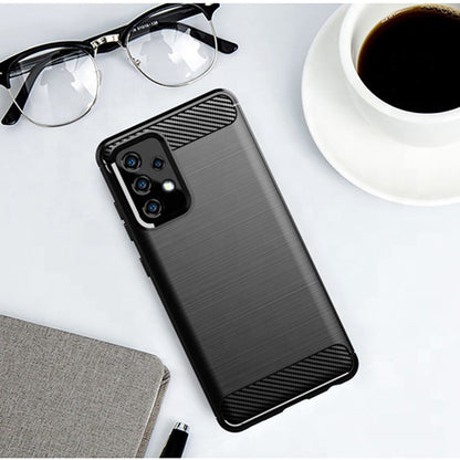 Custodia per Samsung Galaxy A52s 5G A528 / A52 5G A526 / A52 A525, Techsuit, Carbonio, Nera