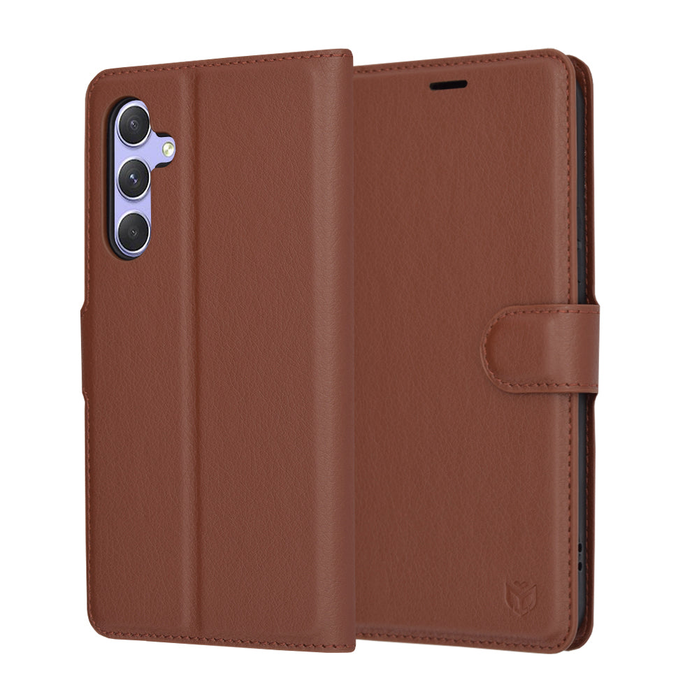 Custodia per Samsung Galaxy A54 A546, Techsuit, Leather Folio, Marrone