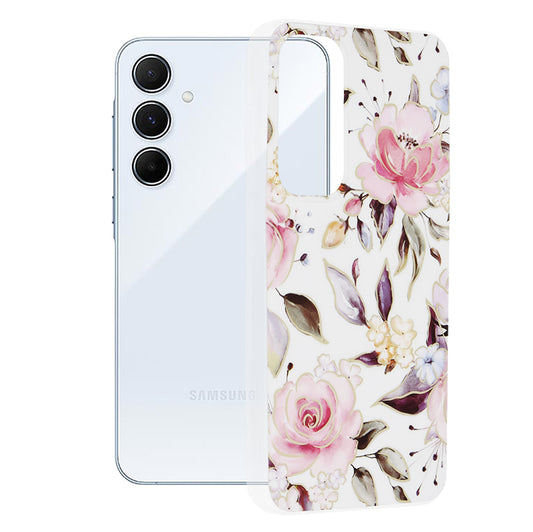 Custodia per Samsung Galaxy A55 5G A556, Techsuit, Marble, Bianca
