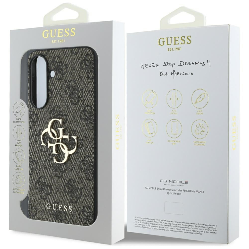 Custodia per Samsung Galaxy A56 A566, Guess, 4G Big Logo, Marrone