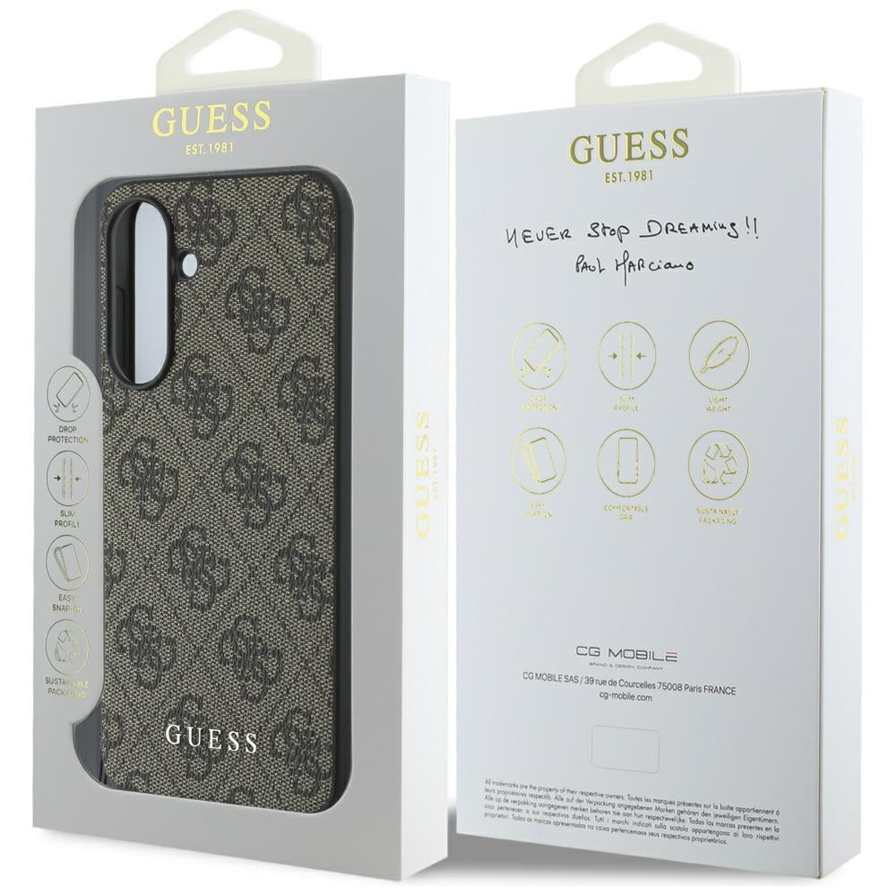 Custodia per Samsung Galaxy A56 A566, Guess, 4G Charm, Marrone