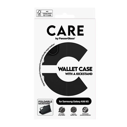 Custodia per Samsung Galaxy A56 A566, PanzerGlass, con funzione portafoglio e supporto, nera