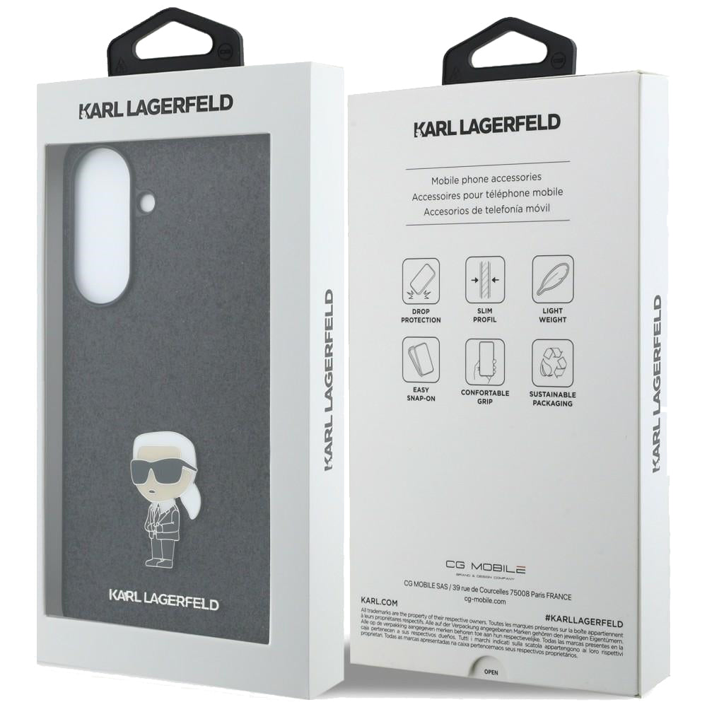 Custodia per Samsung Galaxy A57 5G, Karl Lagerfeld, Glitter Fixed Ikonik Karl, Nera