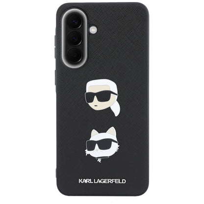 Custodia per Samsung Galaxy A57 5G, Karl Lagerfeld, Spille con teste di Karl e Choupette e logo, Nera