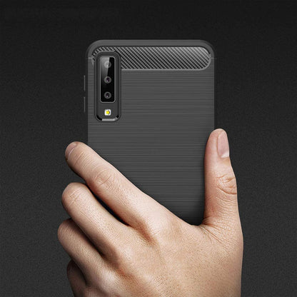 Custodia per Samsung Galaxy A7 (2018) A750, Techsuit, Carbonio, Nera