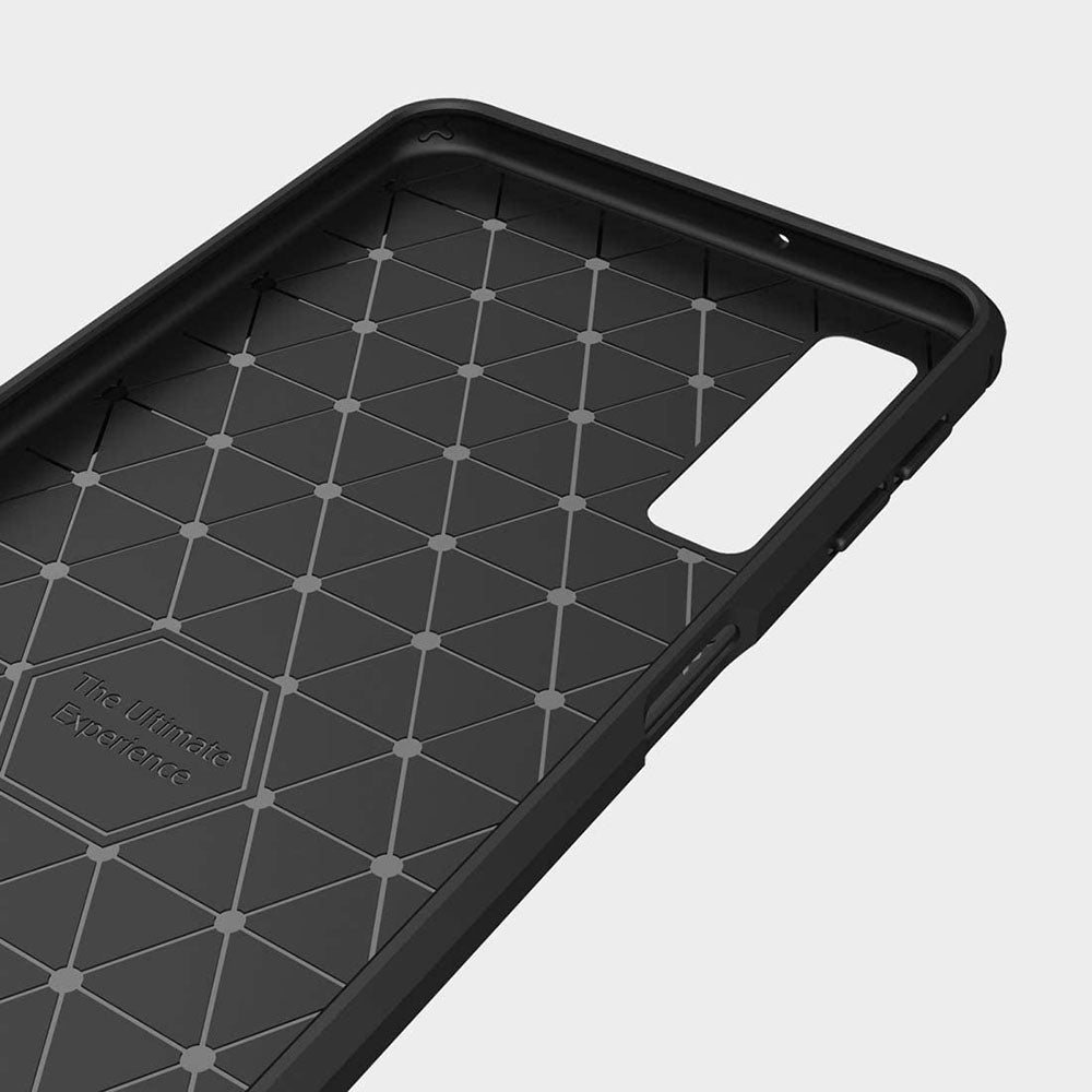 Custodia per Samsung Galaxy A7 (2018) A750, Techsuit, Carbonio, Nera