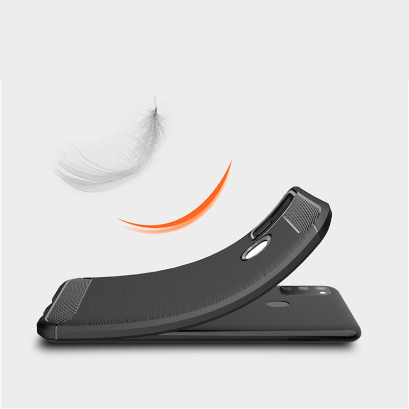 Custodia per Samsung Galaxy M21 M215 / M30s M307, Techsuit, Carbonio, Nera