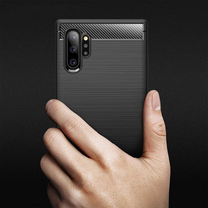 Custodia per Samsung Galaxy Note 10+ 5G N976 / Note 10+ N975, Techsuit, Carbonio, Nera