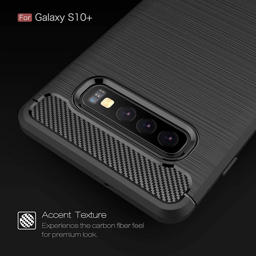Custodia per Samsung Galaxy S10+ G975, Techsuit, Carbonio, Nera
