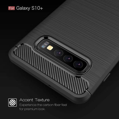 Custodia per Samsung Galaxy S10+ G975, Techsuit, Carbonio, Nera