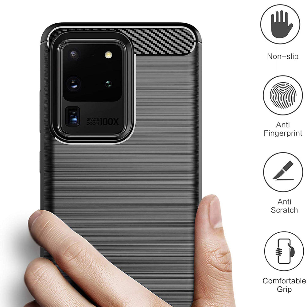 Custodia per Samsung Galaxy S20 Ultra 5G G988 / S20 Ultra G988, Techsuit, Carbonio, Nera