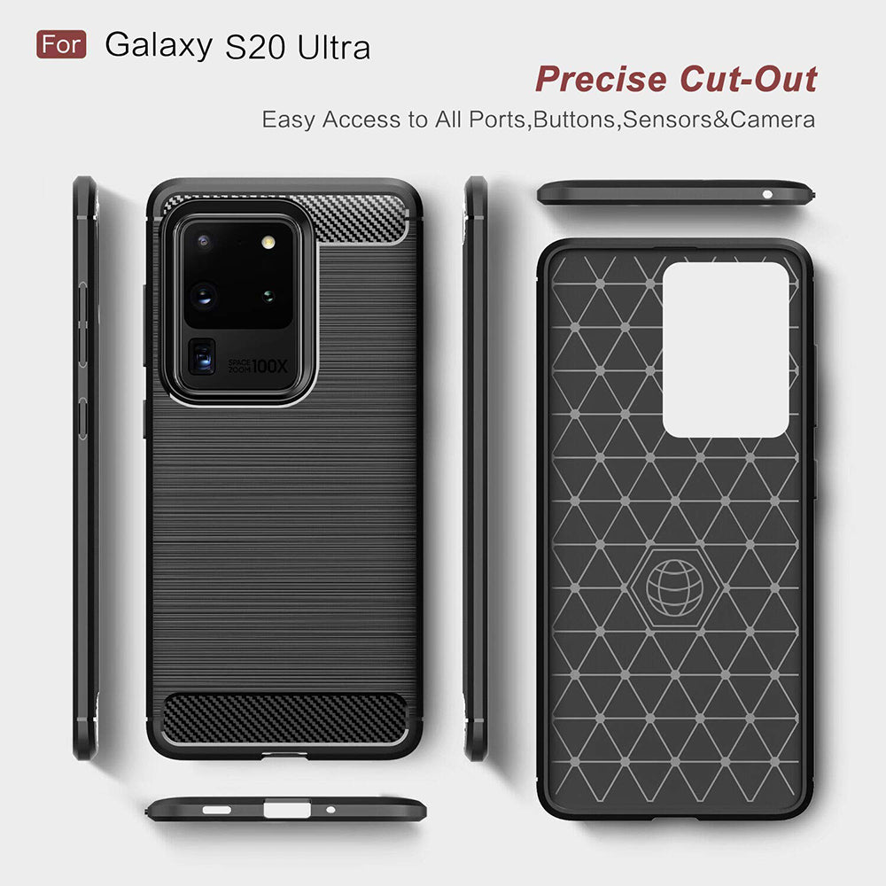 Custodia per Samsung Galaxy S20 Ultra 5G G988 / S20 Ultra G988, Techsuit, Carbonio, Nera