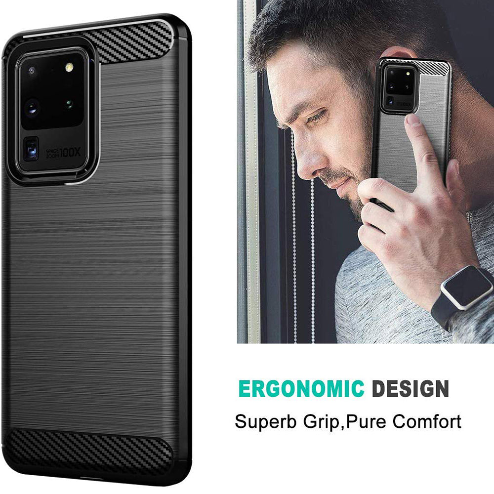 Custodia per Samsung Galaxy S20 Ultra 5G G988 / S20 Ultra G988, Techsuit, Carbonio, Nera