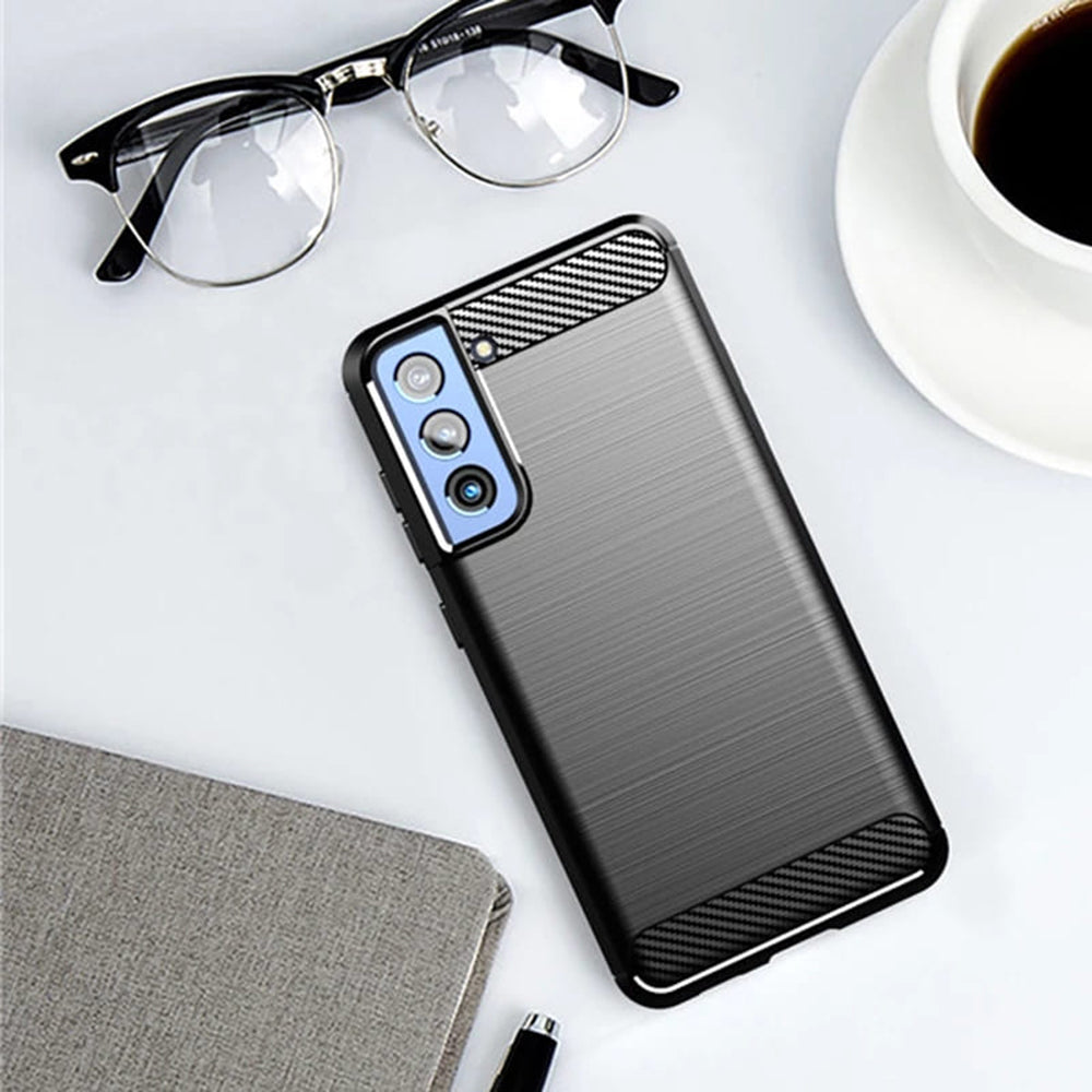 Custodia per Samsung Galaxy S21 FE 5G G990, Techsuit, Carbonio, Nera