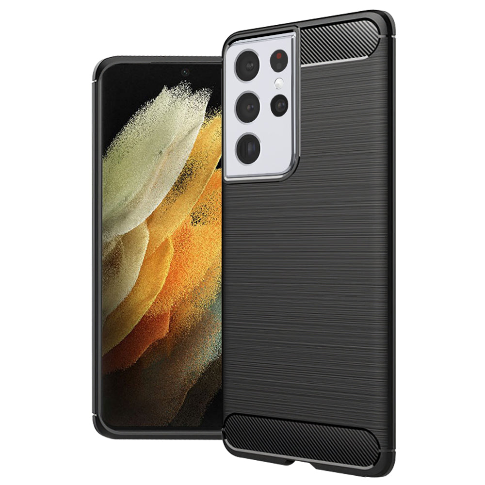 Custodia per Samsung Galaxy S21 Ultra 5G G998, Techsuit, CarbonFiber, Nera