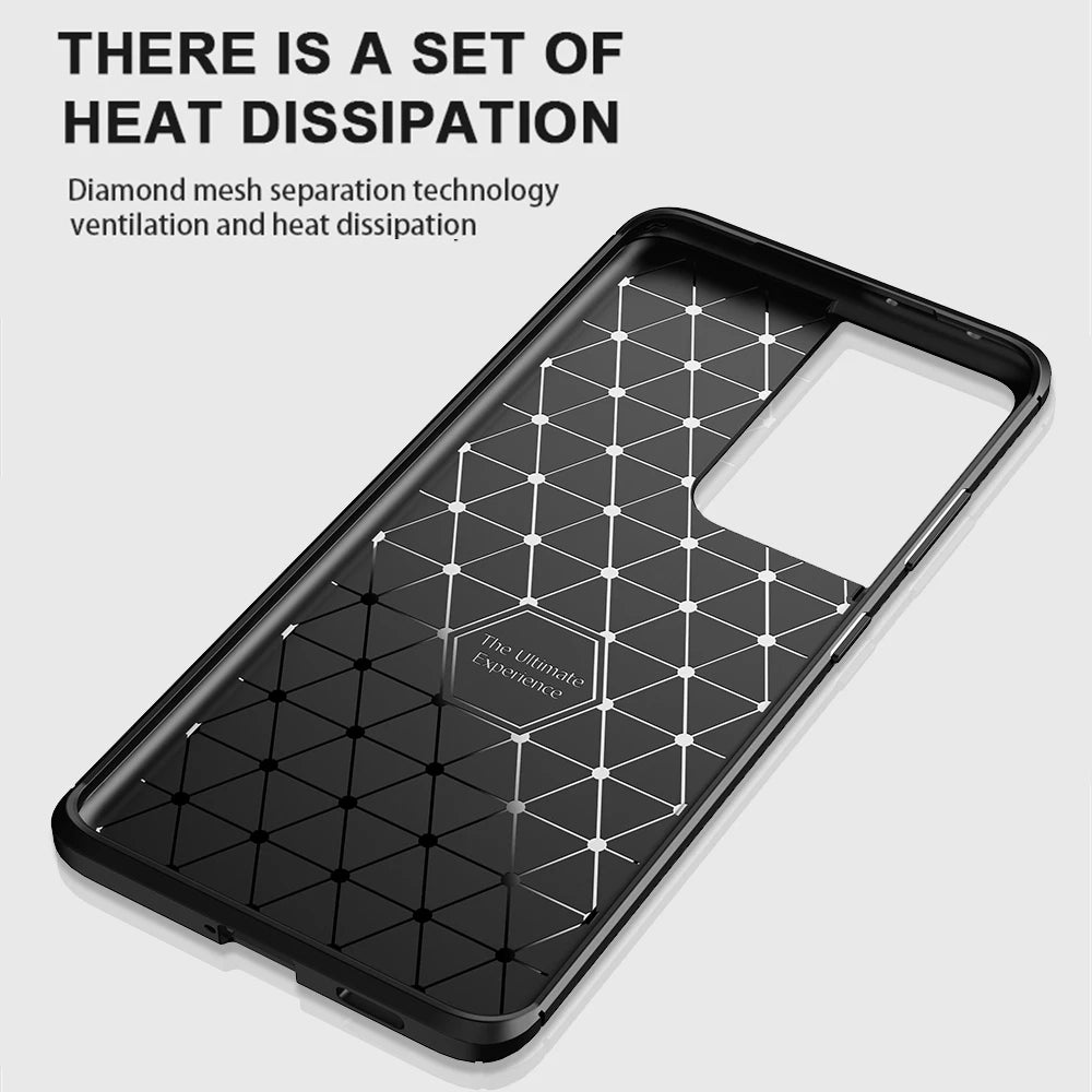 Custodia per Samsung Galaxy S21 Ultra 5G G998, Techsuit, CarbonFiber, Nera