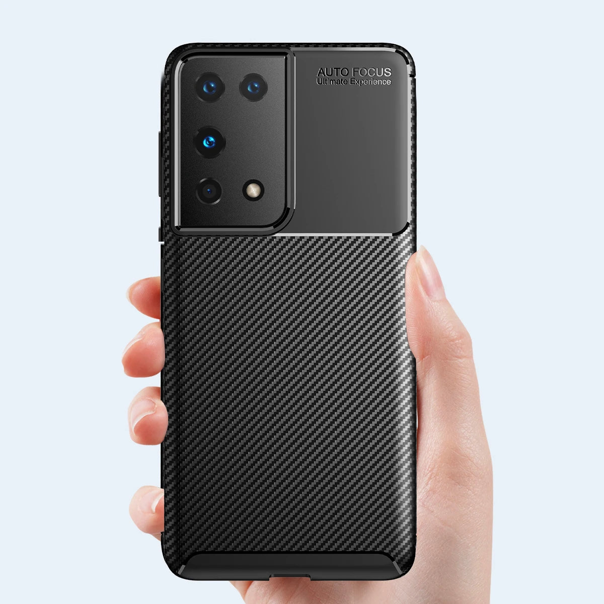 Custodia per Samsung Galaxy S21 Ultra 5G G998, Techsuit, CarbonFiber, Nera