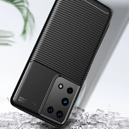 Custodia per Samsung Galaxy S21 Ultra 5G G998, Techsuit, CarbonFiber, Nera