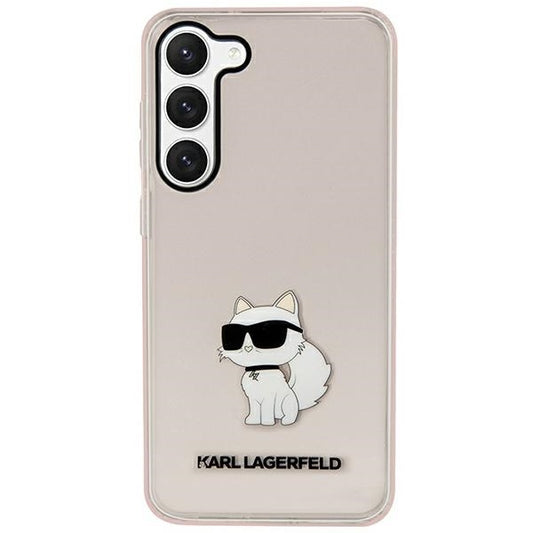 Custodia per Samsung Galaxy S23+ S916, Karl Lagerfeld, Ikonik Choupette, Rosa